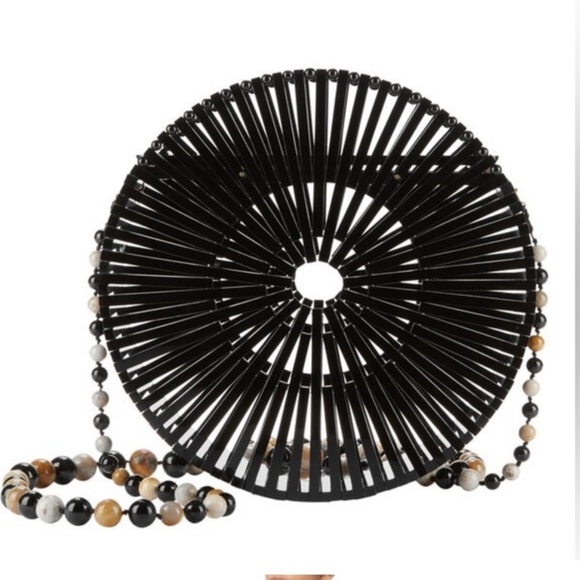 cult gaia Handbags - Cult Gaia Luna Circle Crossbody Bag acrylic black tan